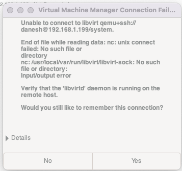 /usr/local/var/run/libvirt/libvirt-sock not found error